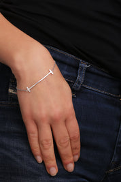 Sterling Silver T Bar Bracelet-2