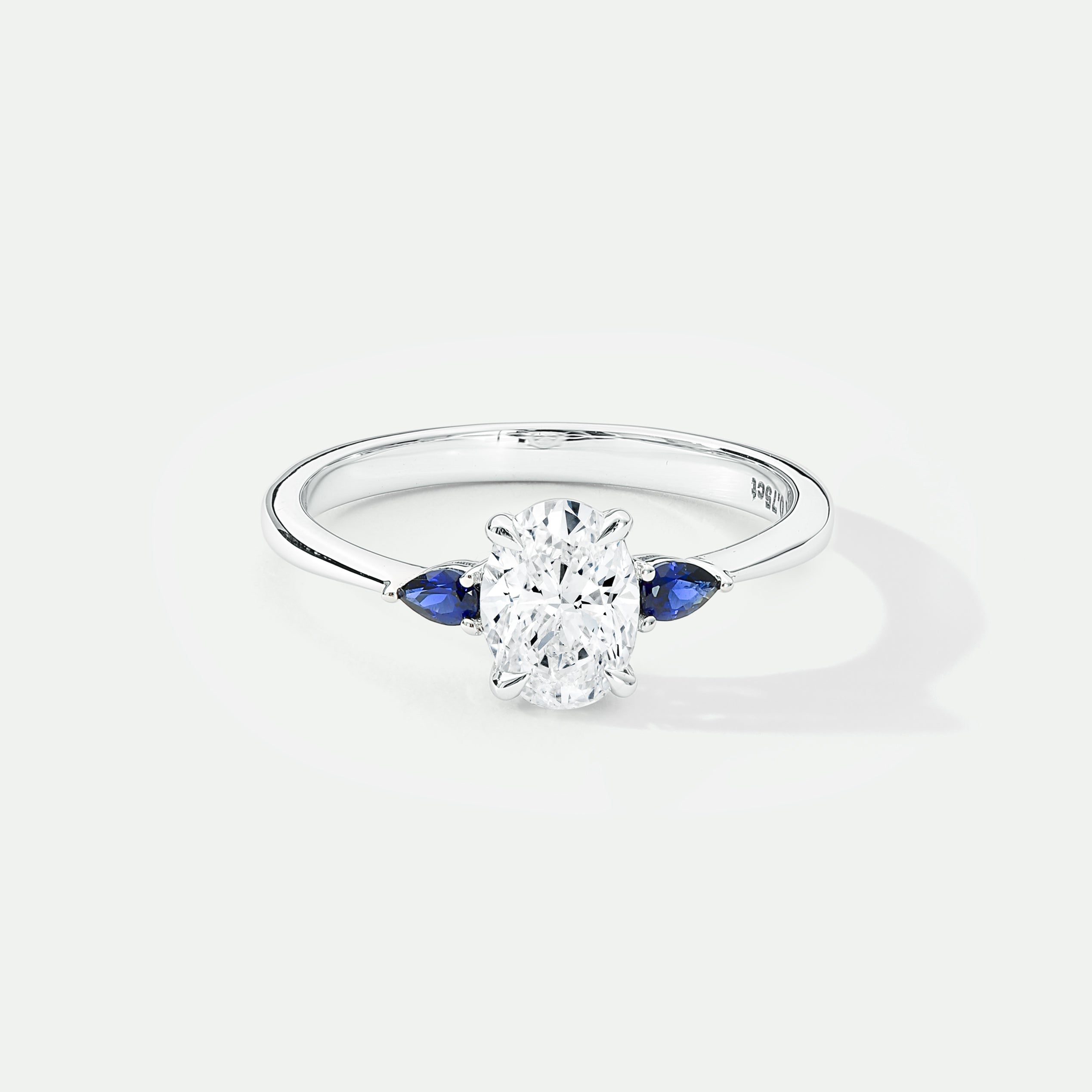 Rebecca | 9ct White Gold 0.75ct tw Oval Lab Grown Diamond and Created Sapphire Ring-0