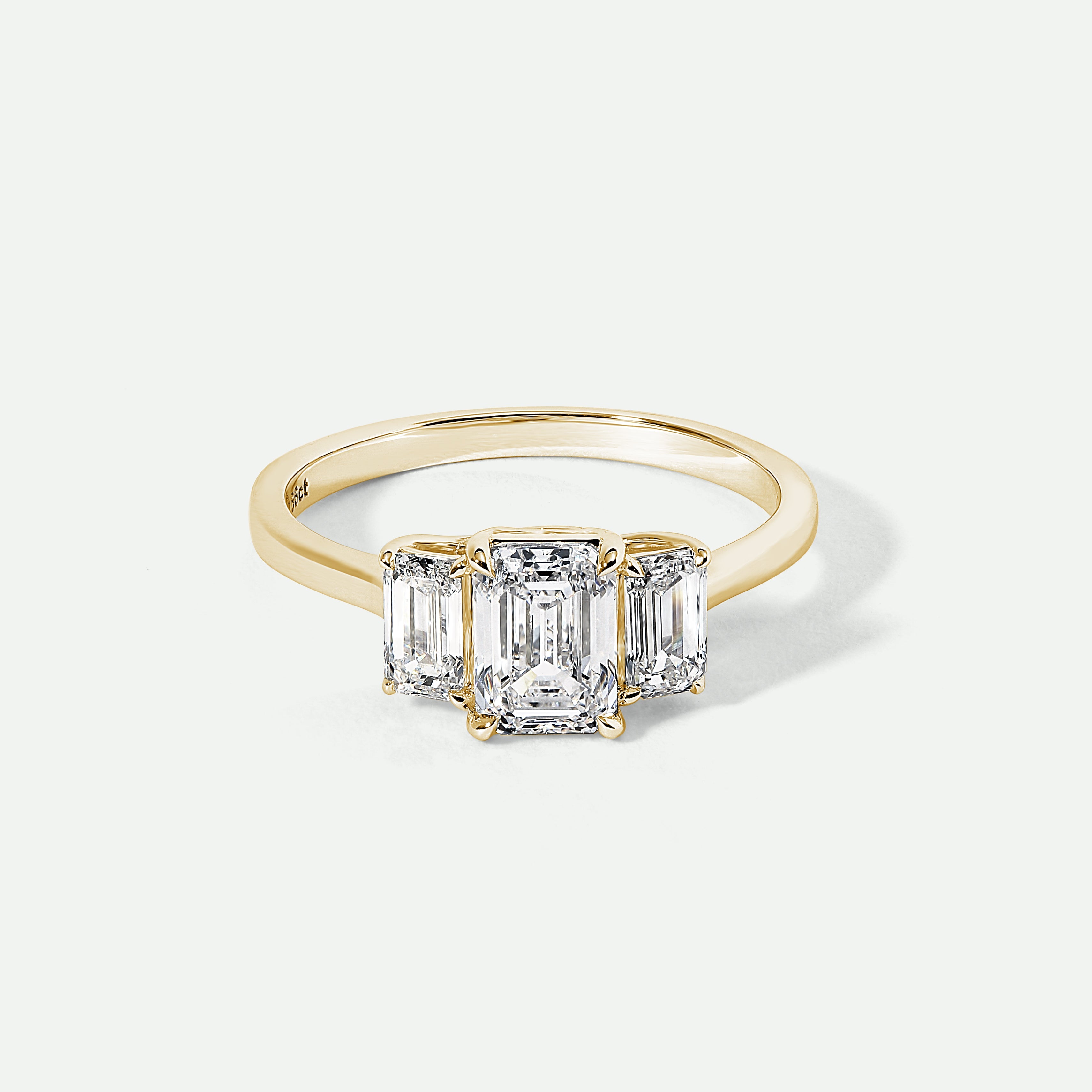 Murphy | 9ct Yellow Gold 1.56ct tw Emerald Cut Lab Grown Diamond Three Stone Ring-0