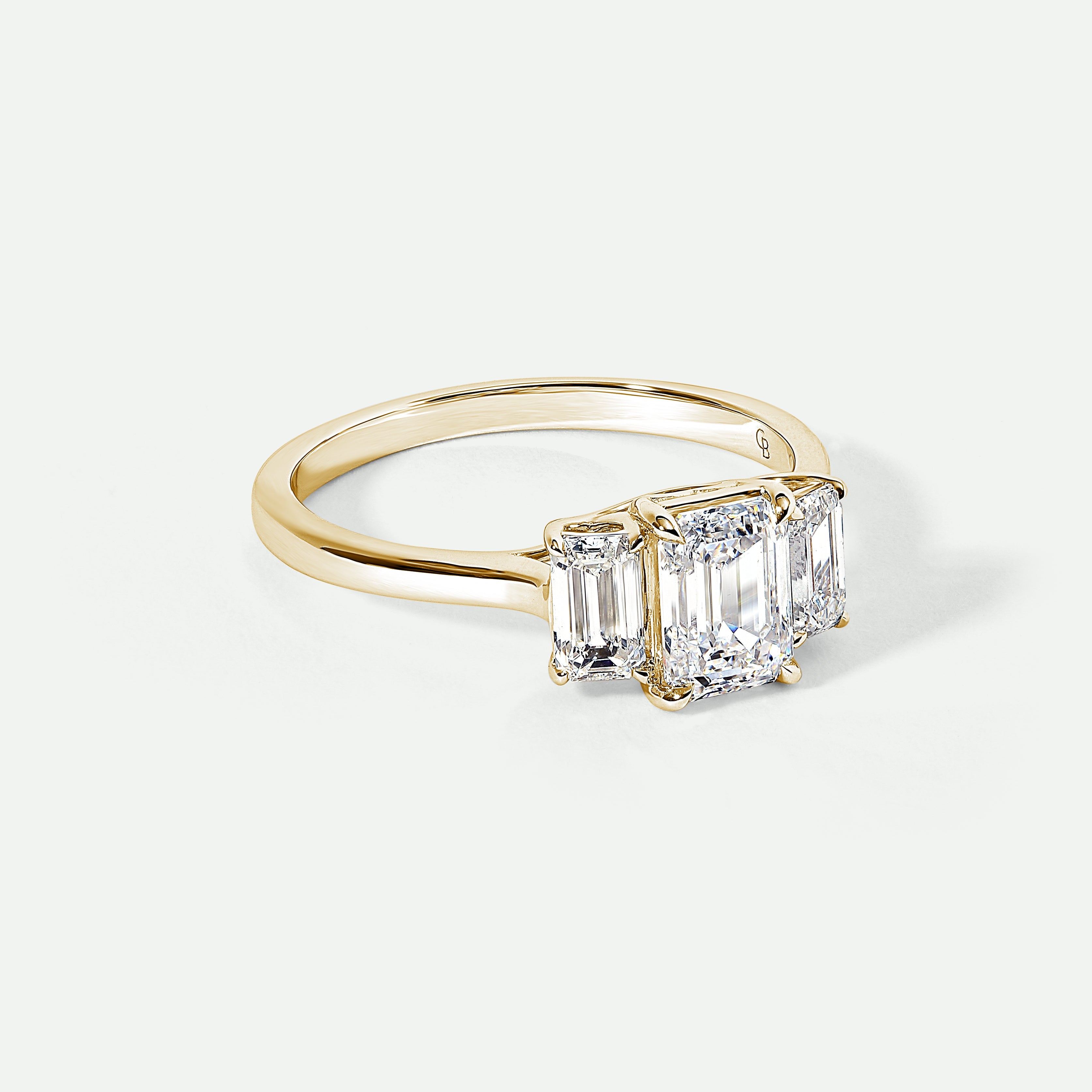 Murphy | 9ct Yellow Gold 1.56ct tw Emerald Cut Lab Grown Diamond Three Stone Ring-1