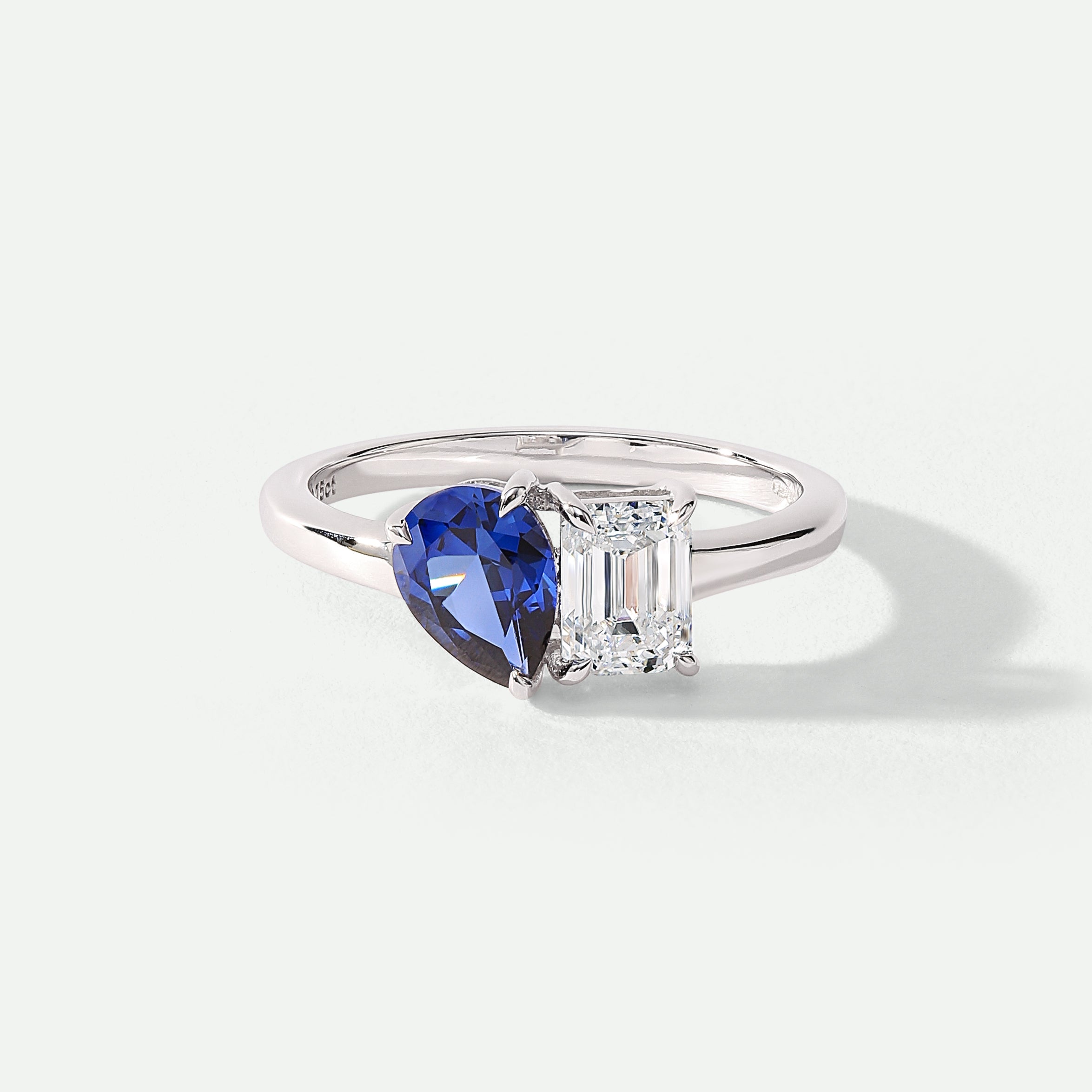 Harmony | 9ct White Gold 0.75ct tw Lab Grown Diamond and Created Sapphire Toi et Moi Ring-0