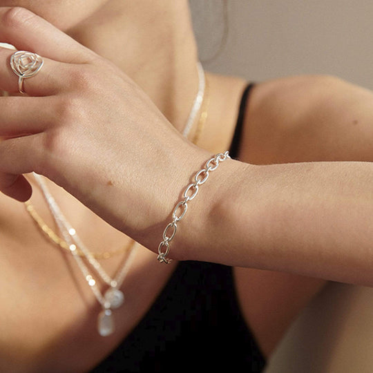 Daisy London |  Stacked Sterling Silver Link chain Bracelet