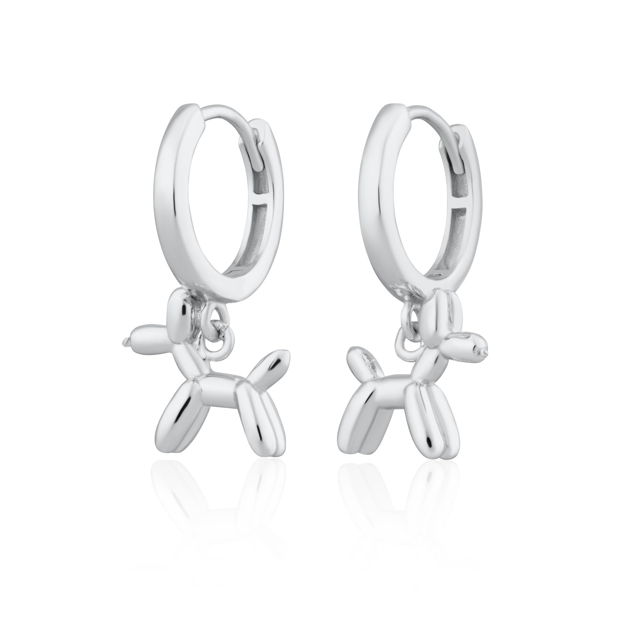 Scream Pretty |  Balloon Dog Silver Charm Hoop Earrings