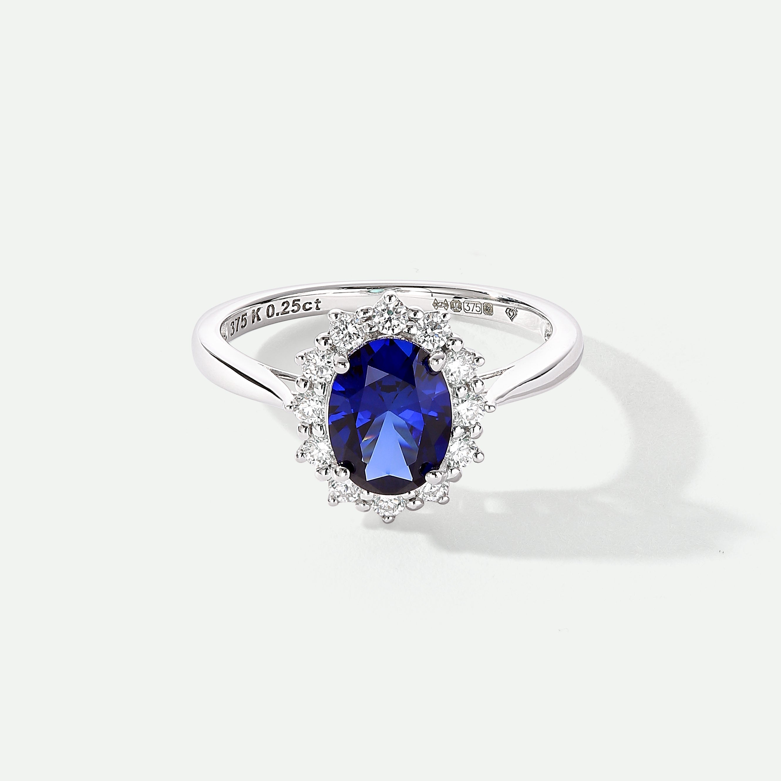 Cate | 9ct White Gold 0.25ct tw Lab Grown Diamond and Created Sapphire Ring-0