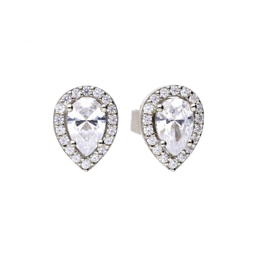 Diamonfire |  Teardrop Halo Studs