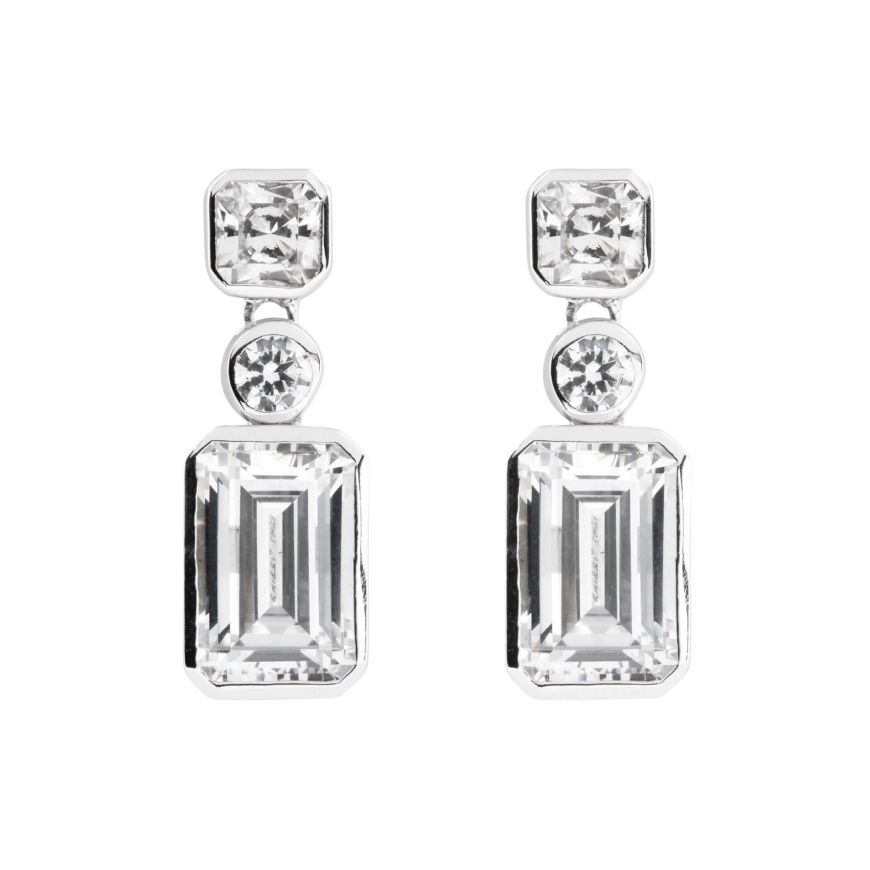 Diamonfire |  Tri-Stone drop earrings with Zirconia