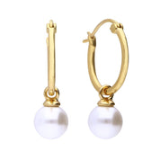 Diamonfire |  Gold plated Hoop Earrings with Shell Pearl