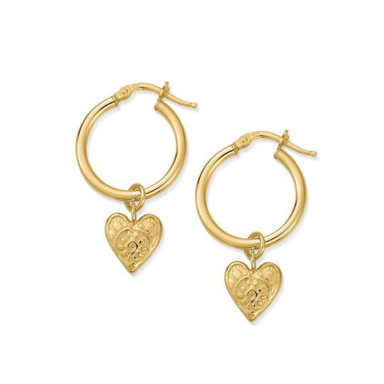 ChloBo | Gold Decorated Heart Hoops