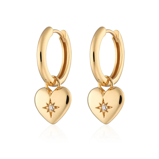 Scream Pretty | Puffed heart Gold Plated Charm Hoop Earrings