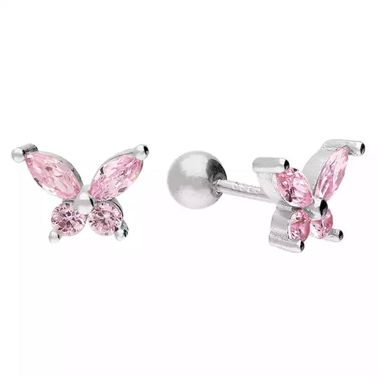 Penmans | Pink Butterfly Labret Silver Earrings