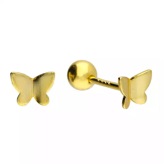 Penmans | Plain Butterfly Gold Plated Labret Earrings