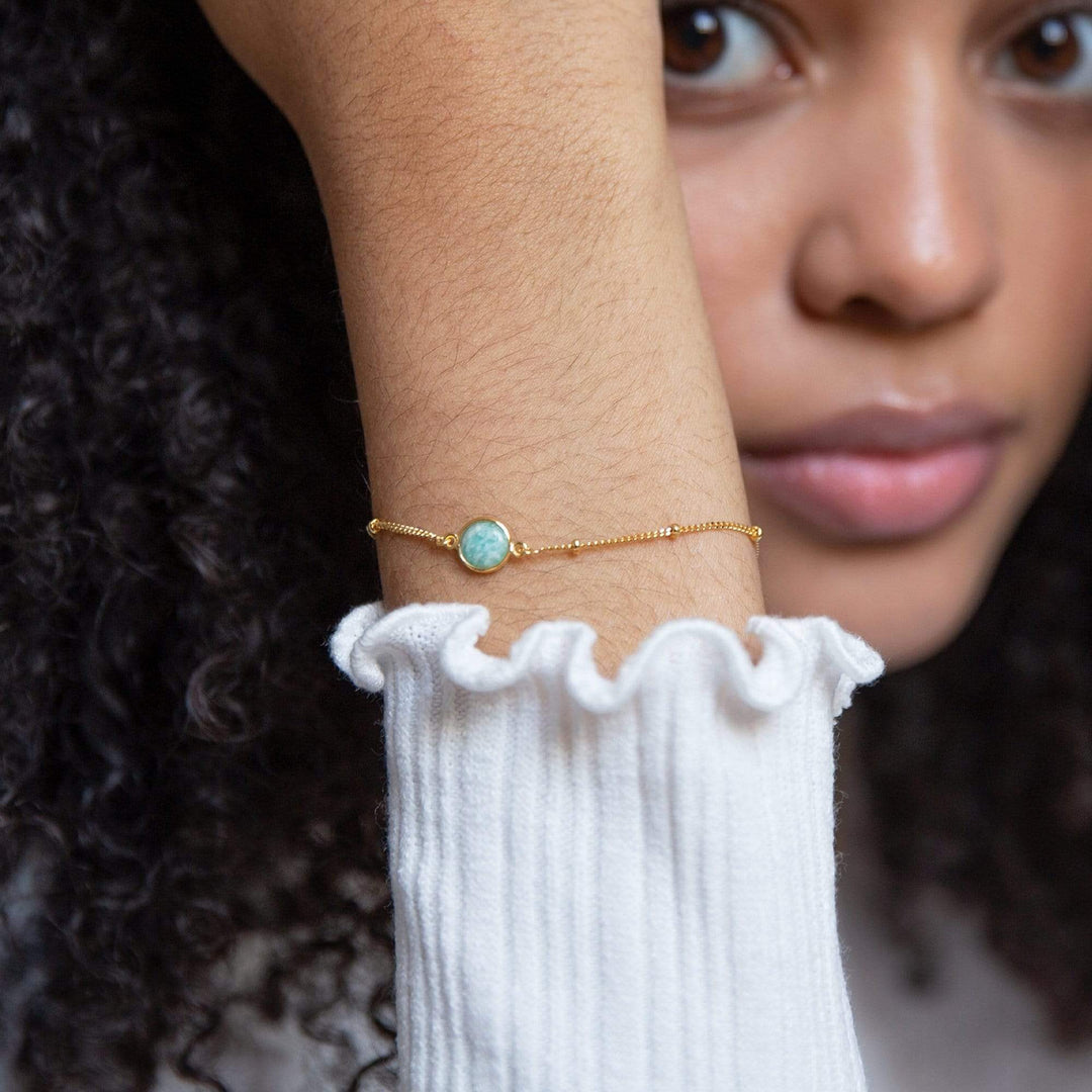 Daisy London |  Amazonite Healing Stone 18ct Gold Plated Bracelet