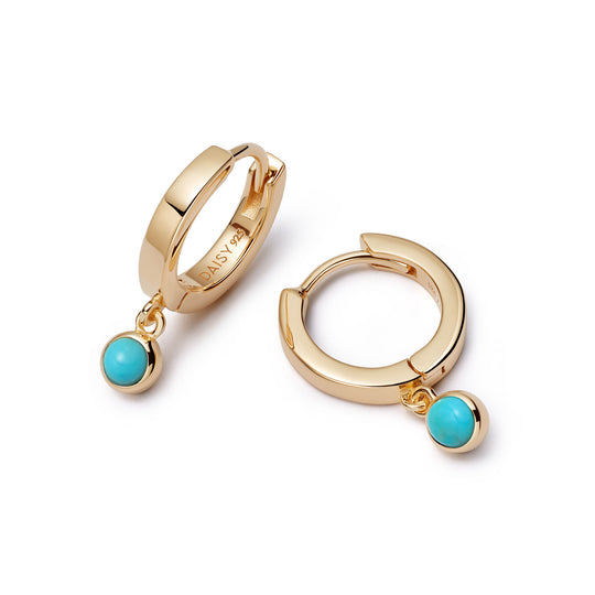 Daisy London | Turquoise Healing Stone 18ct Plate Huggie Hoops