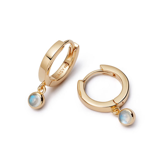 Daisy London | Rainbow Moonstone 18ct Gold Plate Huggie Hoops