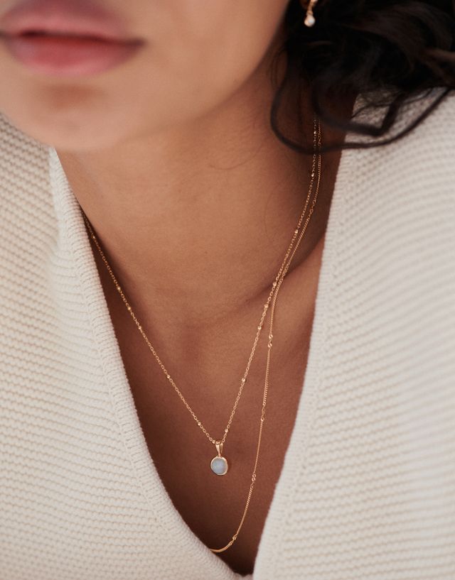Daisy London | Rainbow Moonstone Healing Stone 18ct Gold Plated Necklace