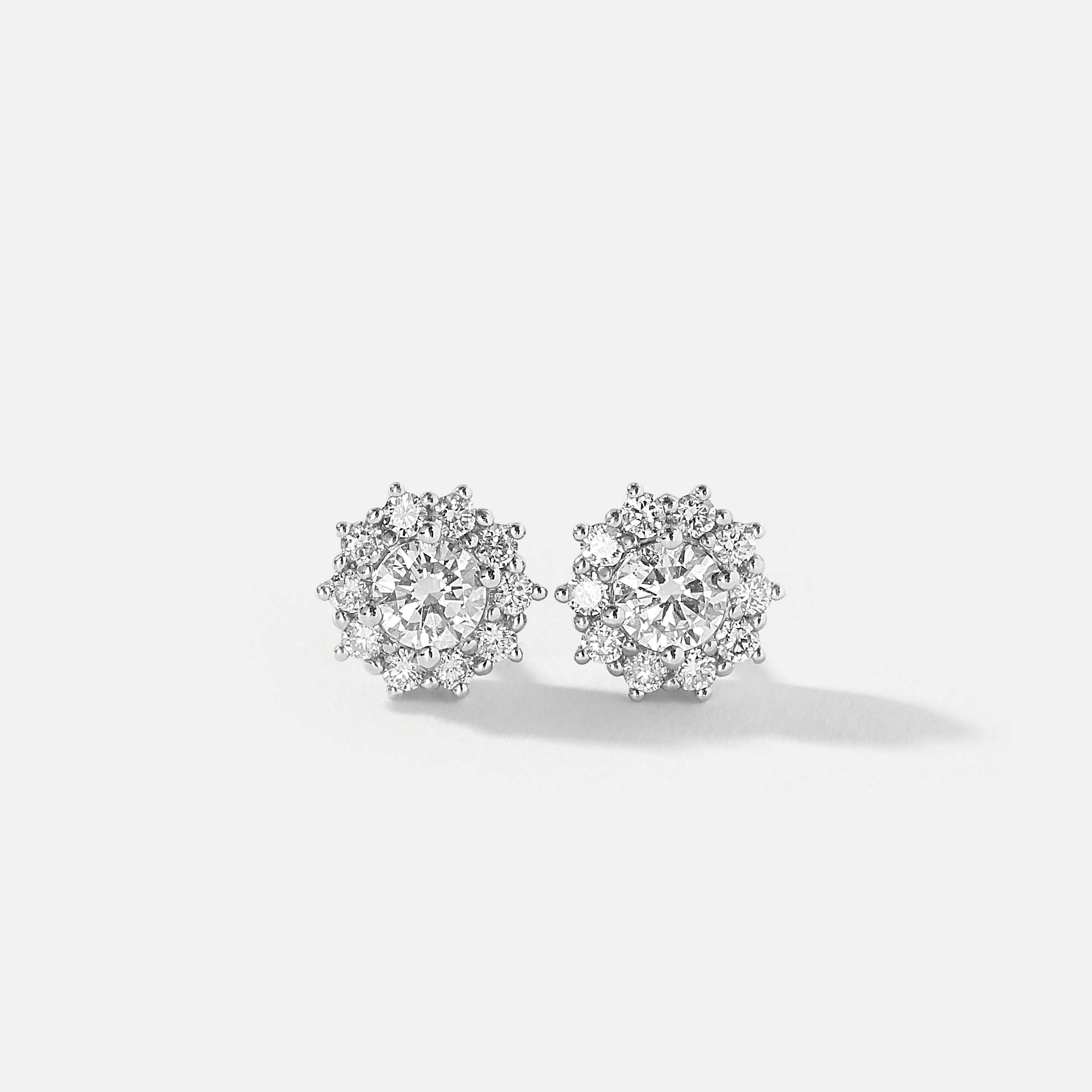 Hazel | 9ct White Gold 0.57ct tw Lab Grown Diamond Cluster Stud Earrings-0