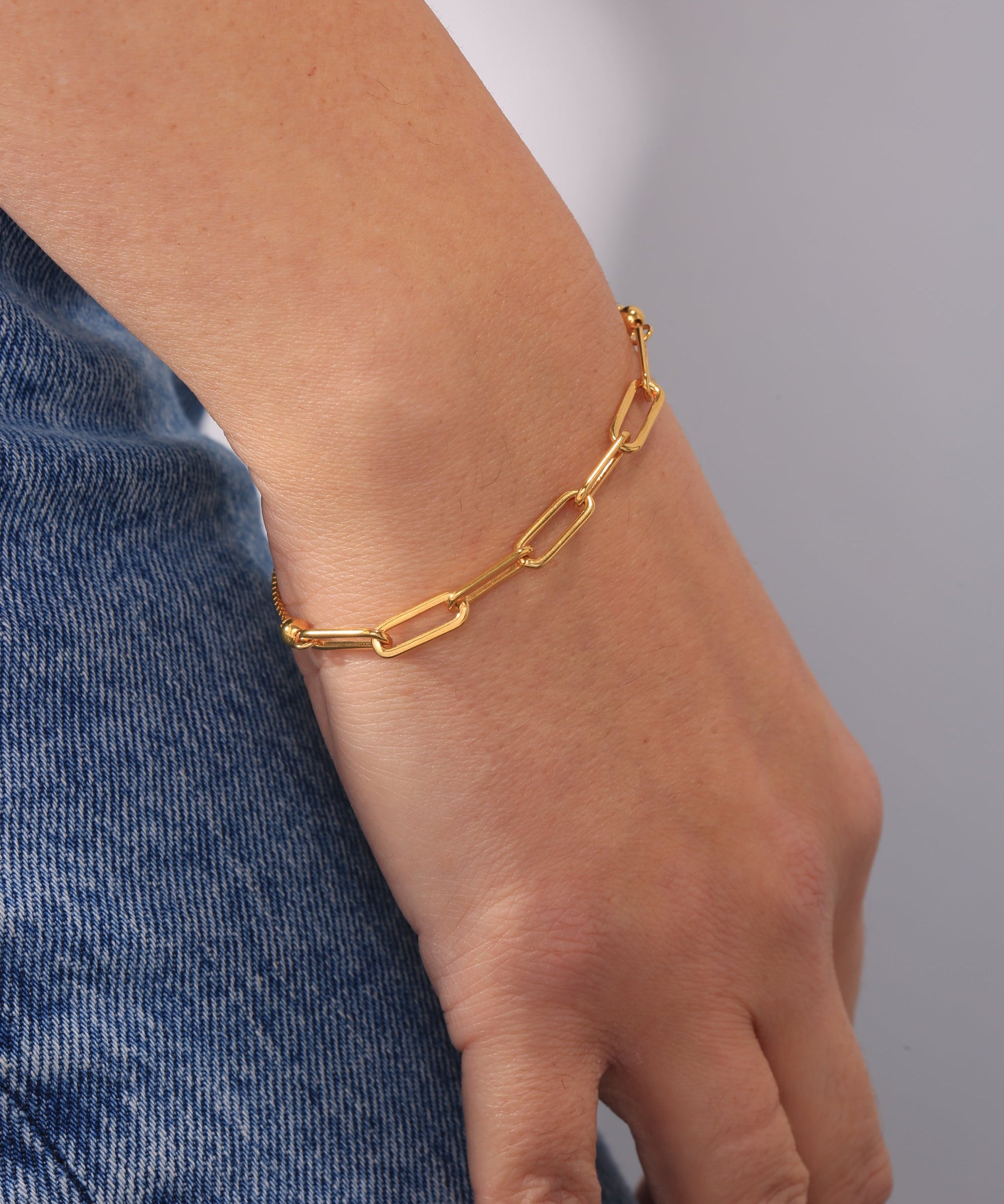 Sterling Silver Gold Plated Oval Link Friendship Bracelet-1