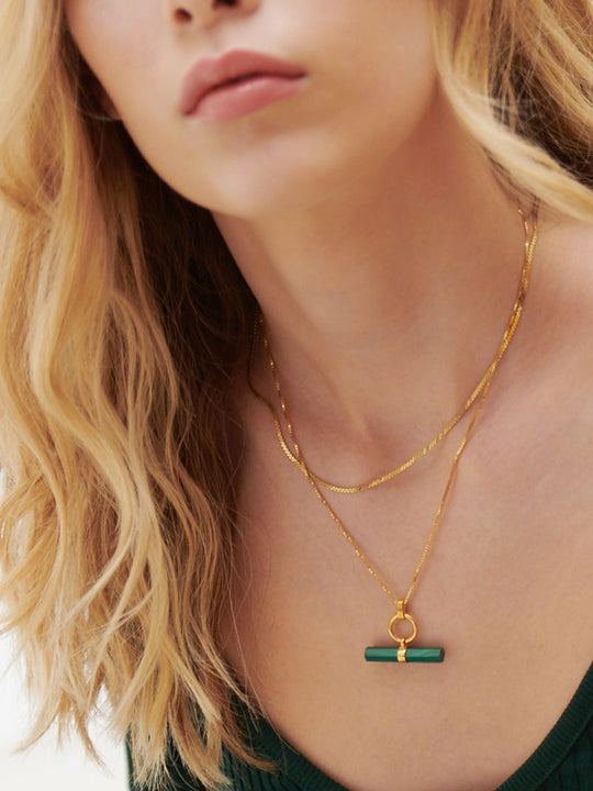 Rachel Jackson | Protection T-Bar Malachite Necklace