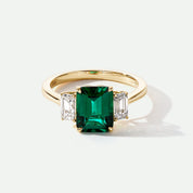 Murphy | 18ct Yellow Gold Created Emerald and Lab Grown Diamond Ring-0