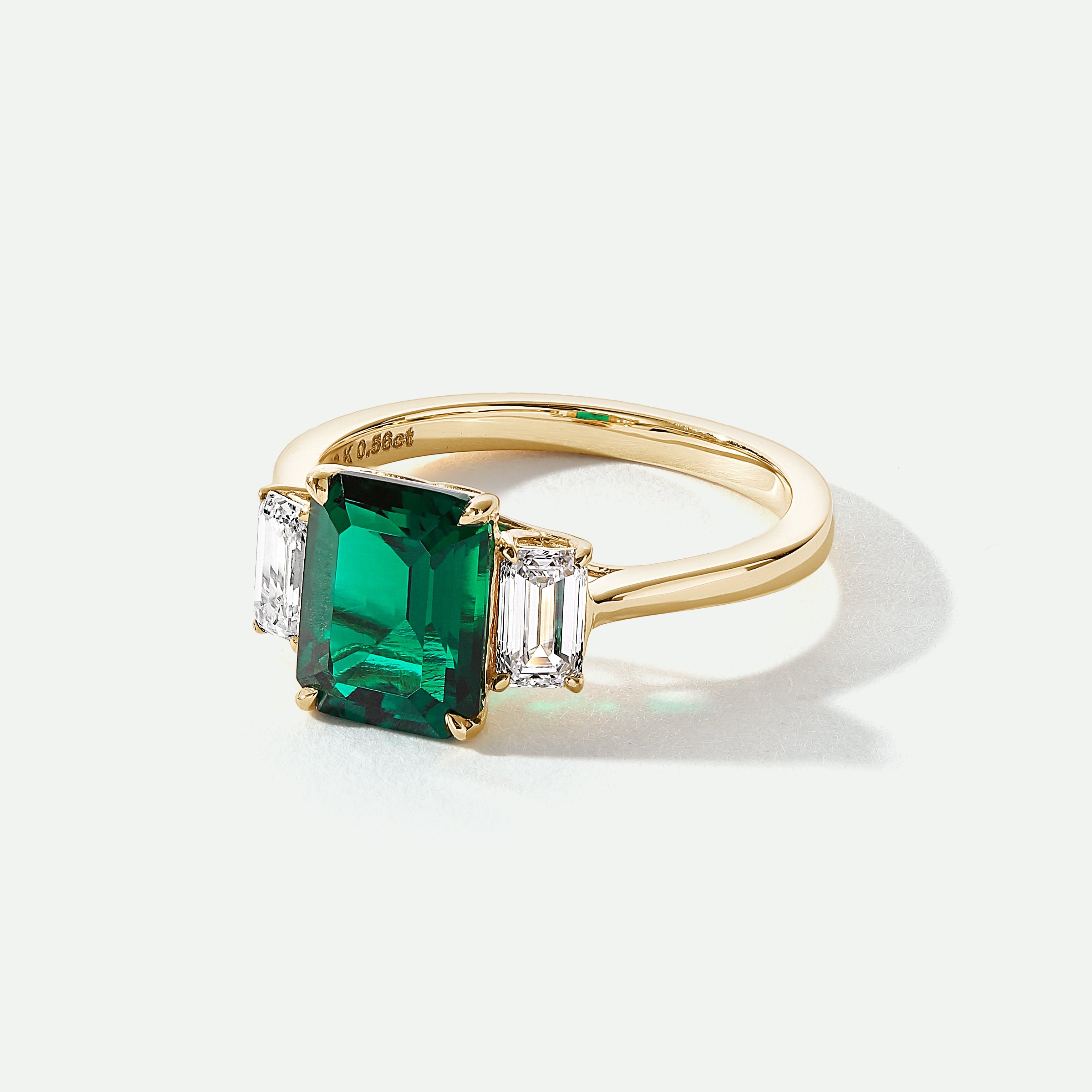 Murphy | 18ct Yellow Gold Created Emerald and Lab Grown Diamond Ring-2