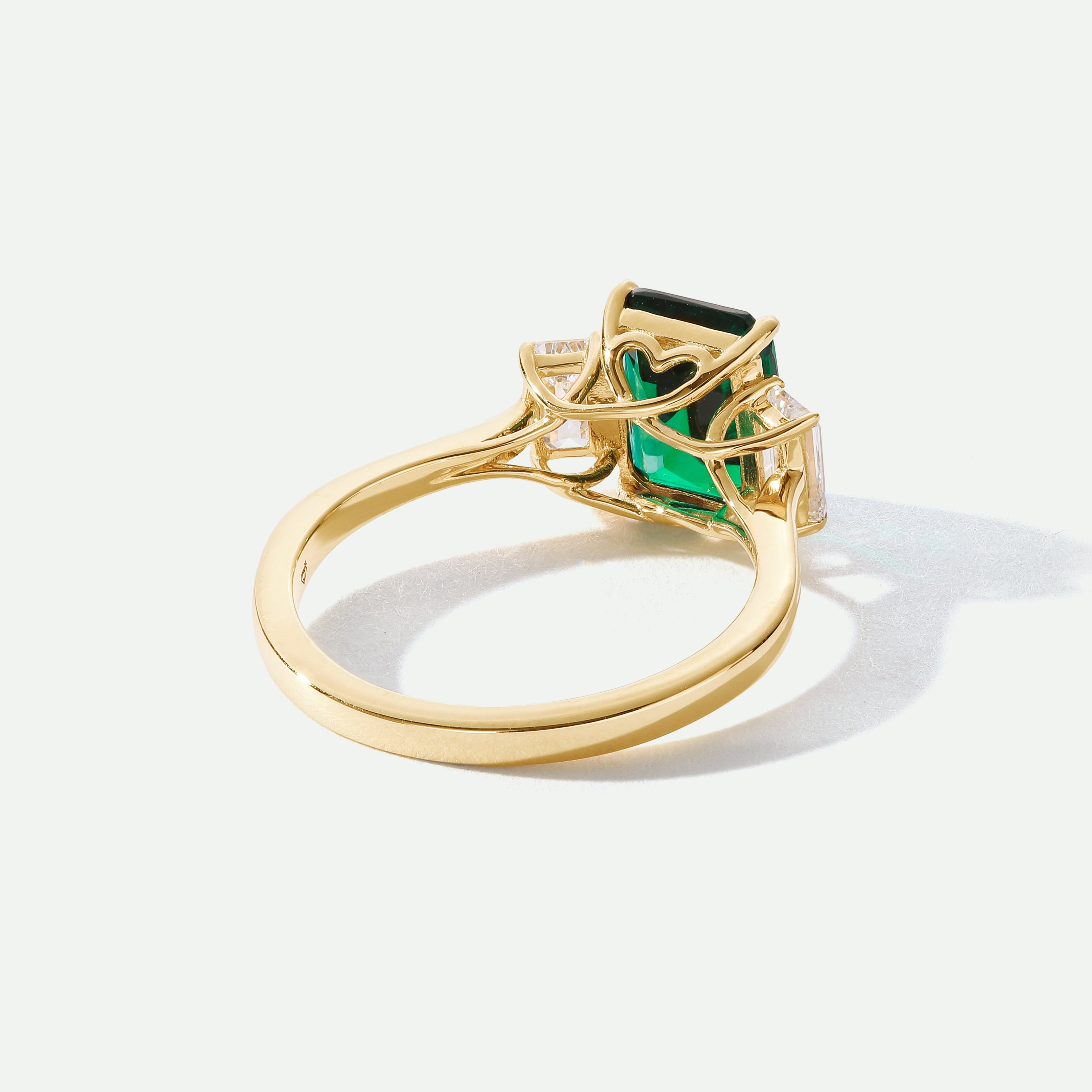 Murphy | 18ct Yellow Gold Created Emerald and Lab Grown Diamond Ring-4