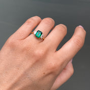 Murphy | 18ct Yellow Gold Created Emerald and Lab Grown Diamond Ring-3