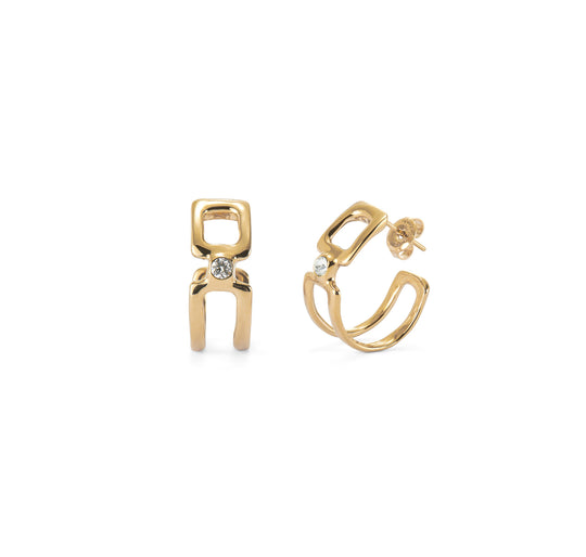 UNO de 50 | Double band Gold Plate Earrings