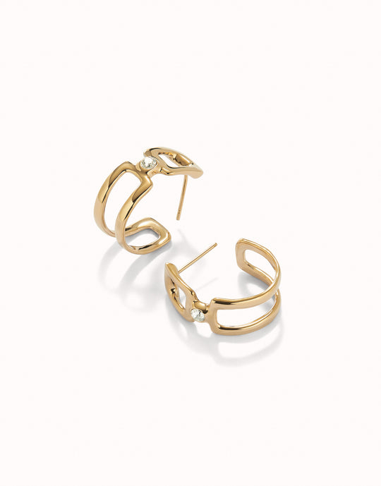 UNO de 50 | Double band Gold Plate Earrings