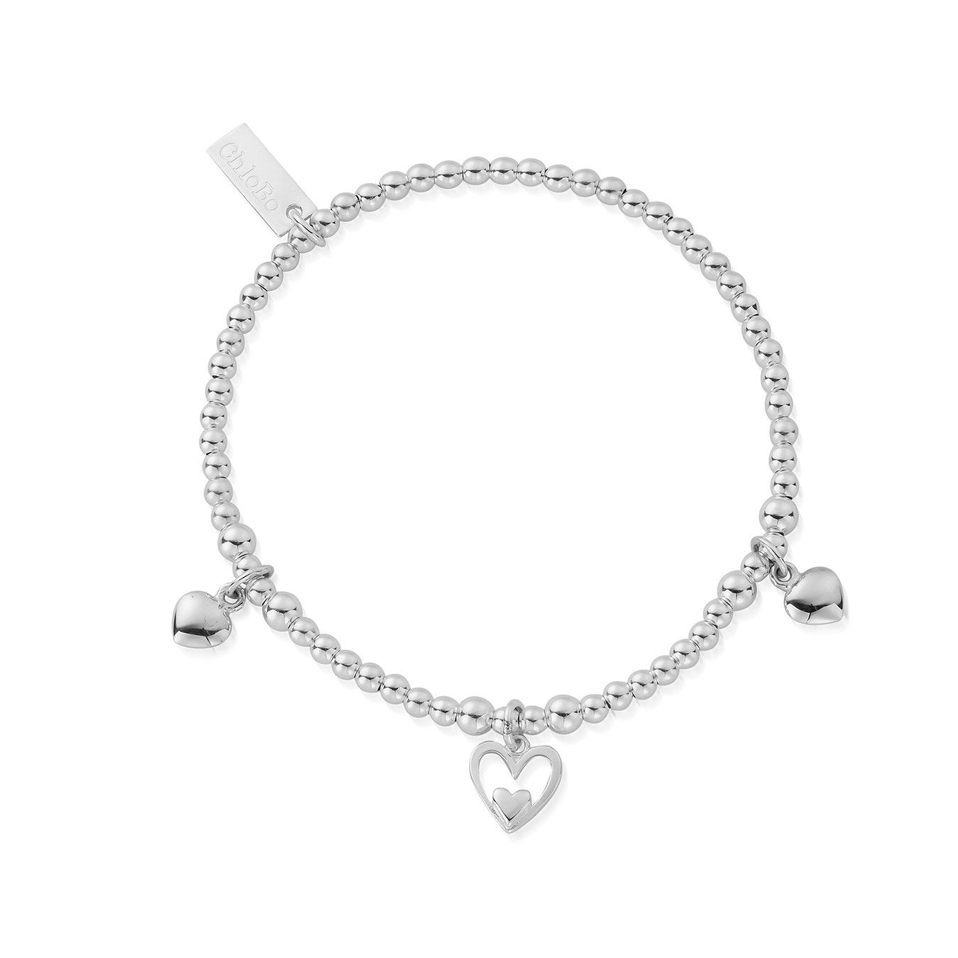 ChloBo |  Triple Heart Small Ball Sterling Silver Bracelet