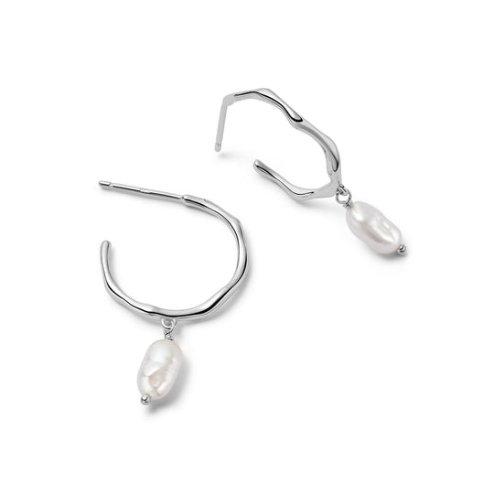 Daisy London | Organic Hoop Pearl Drop Earrings