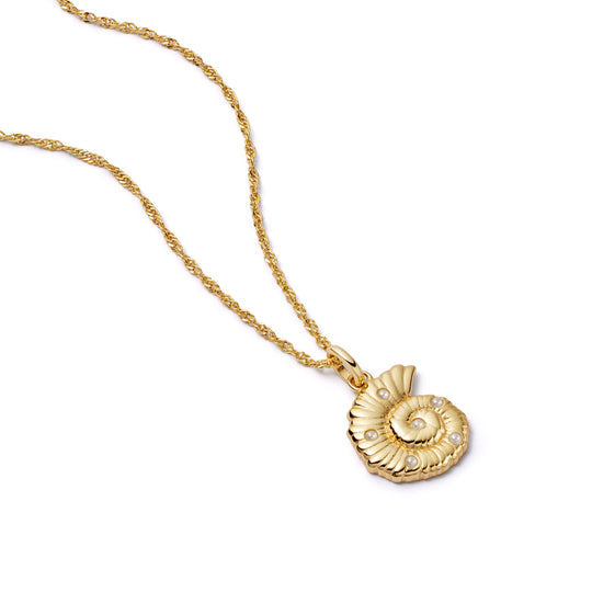 Daisy London | Pearl & Shell 18ct gold plate Pendant Necklace