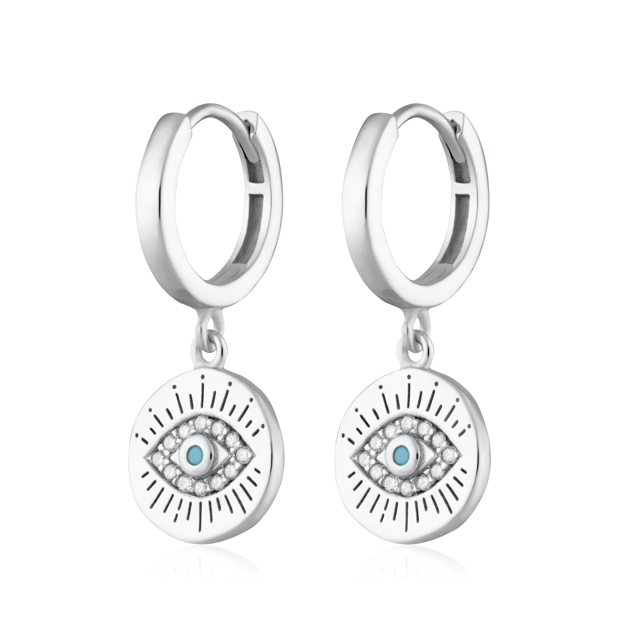 Scream Pretty |  Evil Eye Charm Hoop Earrings