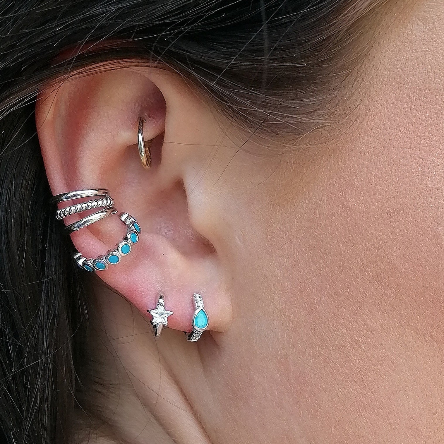 Scream Pretty |  Turquoise Bezel Single Ear Cuff