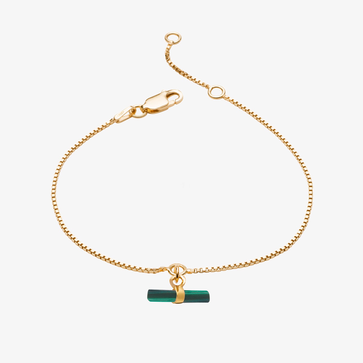 Rachel Jackson | Mini Malachite Gold Plated T-Bar Bracelet