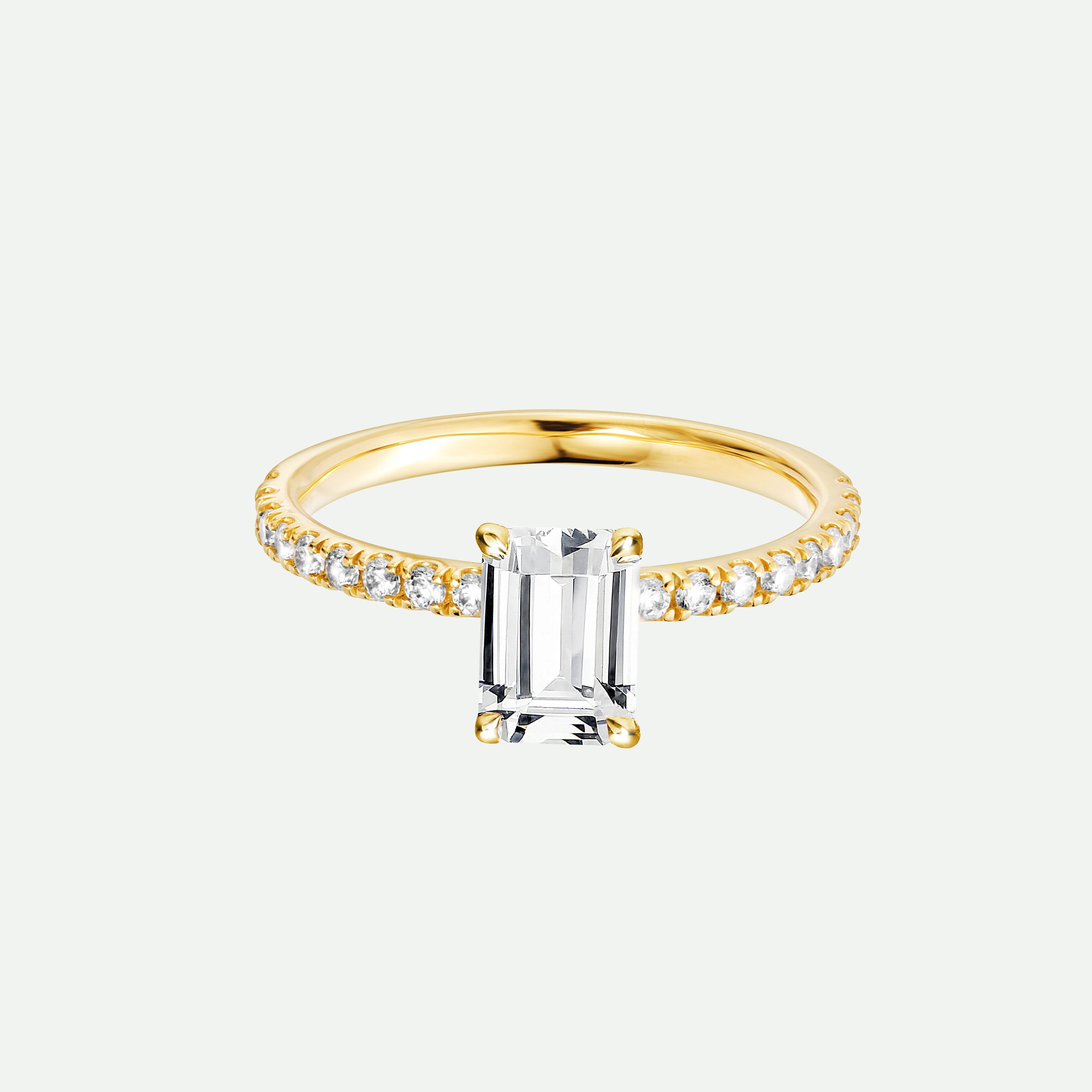 Blake | 18ct Yellow Gold | 1ct (tw) Emerald Cut Hidden Halo Lab Grown Diamond Ring-0