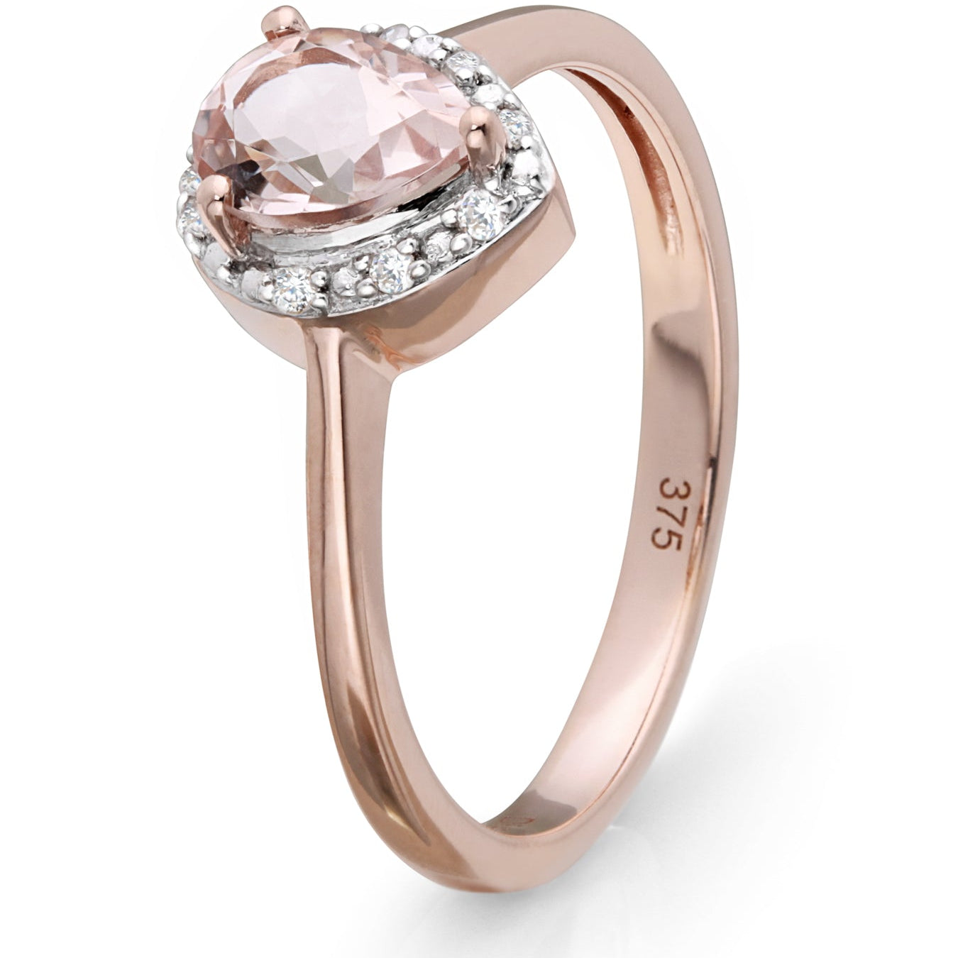 9ct Rose Gold Morganite and Diamond Ring-1