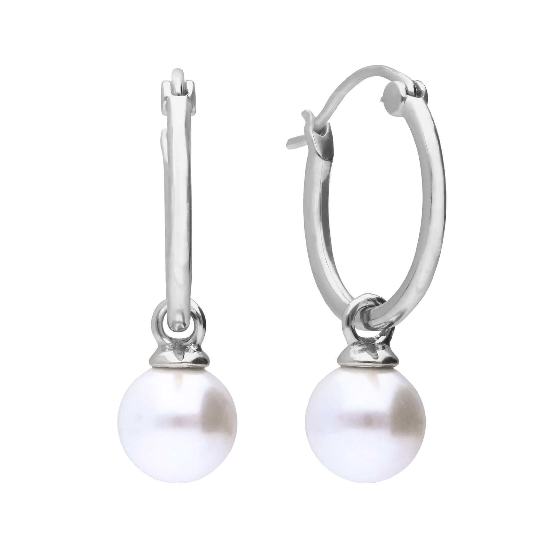 Diamonfire | Shell Pearl Drop Hoop Earrings