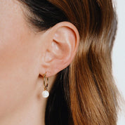 Diamonfire |  Gold plated Hoop Earrings with Shell Pearl