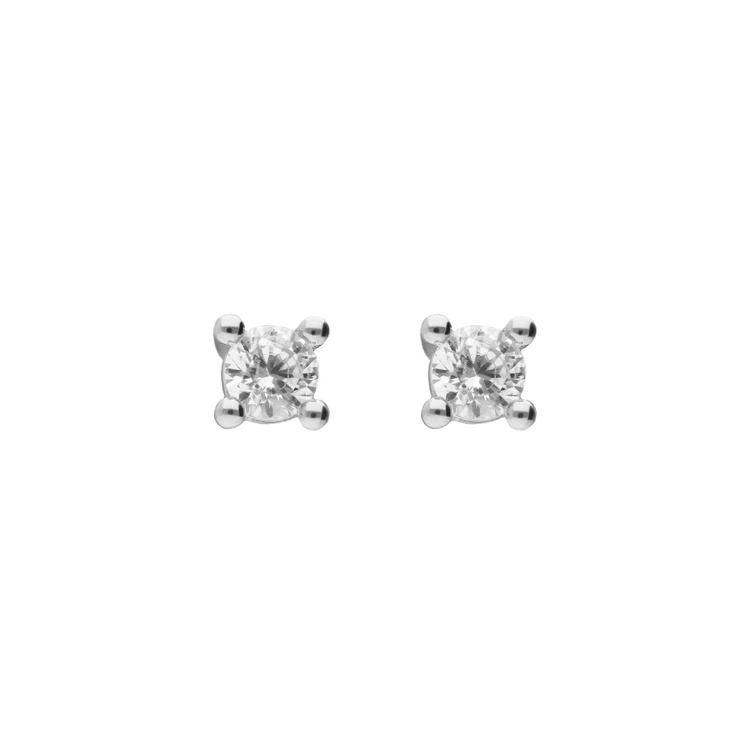 Diamonfire | Four Claw 3mm Silver Stud Earrings