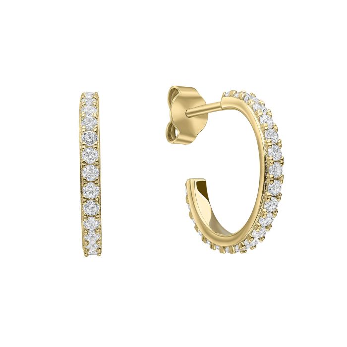 Diamonfire |  Gold Plated Zirconia 3/4 Hoop Earrings