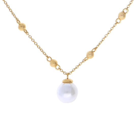 Diamonfire | Station Necklace with pearl in Gold Plate