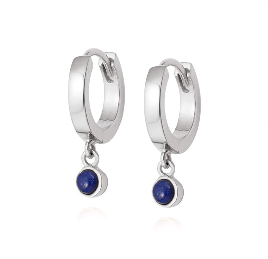 Daisy London |  Lapis Healing Sterling Silver Huggie Hoops